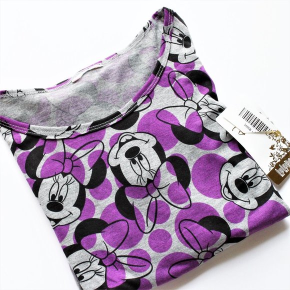 LulaRoe Disney IRMA Tunic XS Minnie Mouse Shirt High Low Knit Gray Purple Comfy - Picture 5 of 8